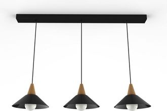 Lumicom FUNNEL Sospensione Binario, 3X E27, max 42W, metallo, Nero lucido, D.25cm L.100cm