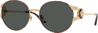 Versace Zonnebril met Rond Metaal Montuur - Dames - Zonnebrillen - Geel - 54 MM - Accessoires