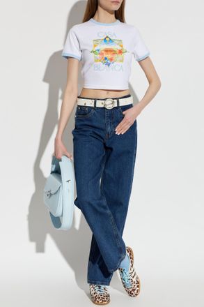 Casablanca T-shirt With Print, Womens, White