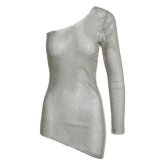 Santa Brands One Shoulder Mesh Dress