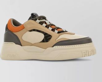 Fendi leather paneled low-top sneakers