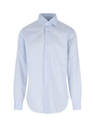 Barba Light Blue Classic Cotton Long-Sleeve Shirt