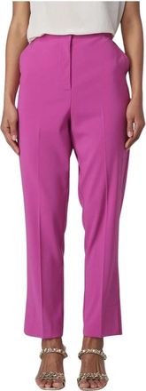 Patrizia Pepe Straight Leg Crepe Broeken - Dames - Straight fit broeken - Roze - XL - Leer - Broeken