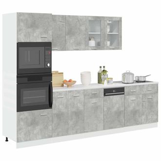 Berkfield Home 7 Piece Bathroom Furniture Set Concrete Grey Engineered Wood