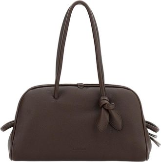 Jacquemus Hammered Leather Bowling Bag With Bow Detail