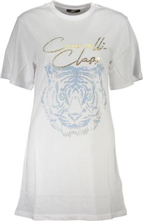 Cavalli Vibrant Logo-Print Katoenen T-Shirt - Dames - T-shirts - Wit - S - Katoen - Tops