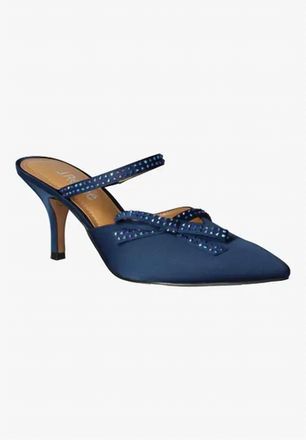 J. Rene&eacute; Womens Estelia Pointed Toe Mules In Navy Satin/rhinestones