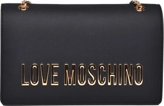 Love Moschino Black/Gold Rectangular Polyurethane Shoulder Bag