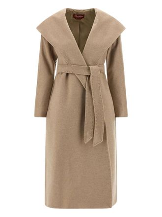 Max Mara hooded knotted coat - women - Cashmere - 46 - Neutrals