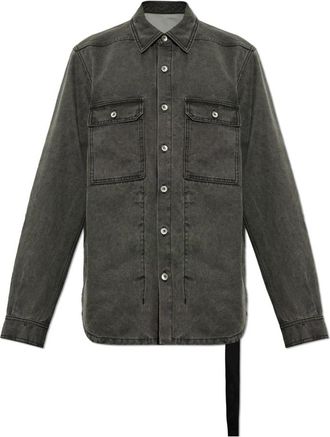 Rick Owens Overshirt - Heren - Spijkeroverhemden - Grijs - L - Katoen - Overhemden