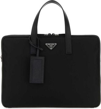 Prada Black Nylon Brief Case