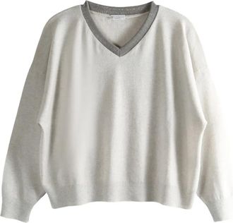 Brunello Cucinelli Trui met V-hals - Beige