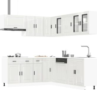 vidaXL Vidaxl - Mueble Cocina Porto Blanco Brillo 11 Pzas Madera Contrachapada