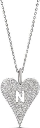 SHYMI Heart Initial Cubic Zirconia Pav&eacute; Necklace in Silver at Nordstrom