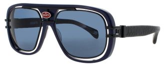 Bugatti Mens 56 mm Dark Blue Black PVD Sunglasses 07-DK-BLU-BK
