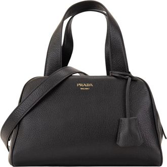Prada Leren schoudertas - Dames - Tassen - Zwart - Maat: ONE Size Zijde
