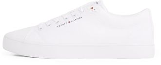 Tommy Hilfiger Mens Core Canvas Low Top Vulcanised Trainers, White (White), 10.5