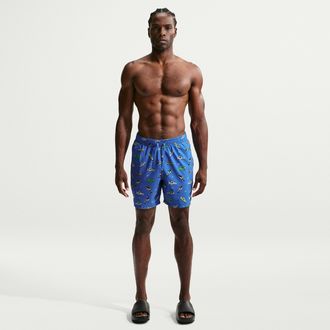 Nike Mens Swim Breaker 7 Brief-Lined Volley Short in Blue | NESSF552-434