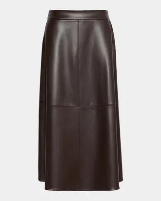 Max Mara Faux-Leather Midi Skirt