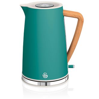 SWAN Sk14610greneu Nordic Hervidor Agua El&eacute;ctrico Ultra R&aacute;pido, 1,7 L, Sin Bpa, Acero Inoxidable, Resistencia Oculta, Inal&aacute;mbrico 2200w Verde
