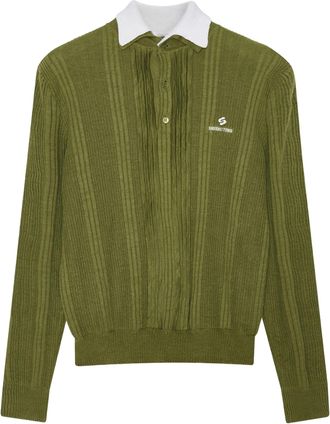 Shushu/Tong Green Contrast Collar Knit Pullover