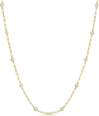 Pompeii3 4Ct Diamond 14k Yellow Gold 18 Paper Clip Diamonds By Yard Necklace lab Grown