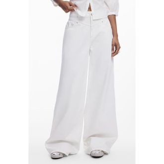 Desigual Wide Leg Flare Jeans in White at Nordstrom, Size 36