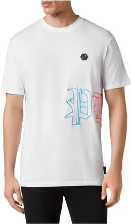 Philipp Plein Tops, Heren, Wit, 3Xl, Katoen, T-Shirt Ronde Hals