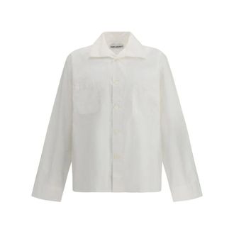 Our Legacy Casual Shirts, male, White, Size: 2XL Cotton Funnel Shirt with Cuban Collar