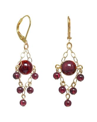 Rachel Reinhardt Jewelry 14K Over Silver Garnet Chandelier Earrings