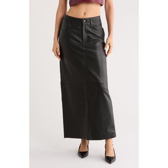 DL1961 Lexie Leather Maxi Skirt in Obsidian at Nordstrom Rack, Size 25