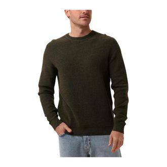 Selected Slhross Ls Knit Structure Crew Neck Noos - Heren - Truien - Groen - Maat: L Katoen