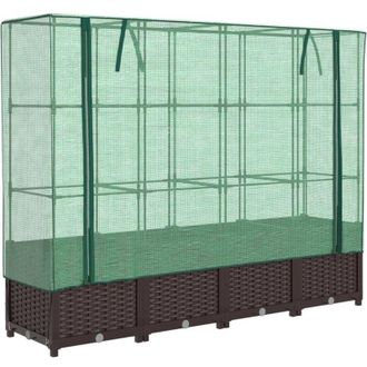 vidaXL Arriate Con Cubierta Invernadero Aspecto Rat&aacute;n 160x40x138 Cm Vidaxl