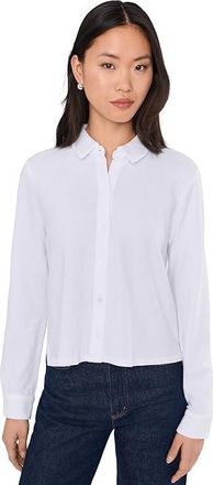 Eileen Fisher Petite Cross Hatch Stretch Jersey Classic Collar Shirt Womens Clothing White : PM, Lyocell/Spandex/Tencel