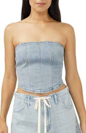 Silver Jeans Co Strapless Denim Corset Top in Mazatlan at Nordstrom, Size X-Large