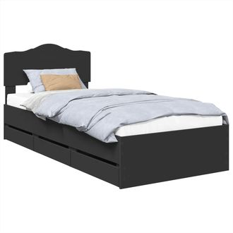 vidaXL Estructura De Cama Negro 100 X 200 Cm Madera Ingenieril Vidaxl