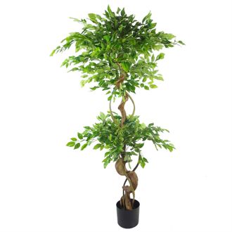 Leaf Artificial Japanese Fruticosa Tree Twisted Large Ficus 150cm Design UK Botanik in Green