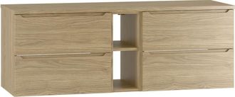 Petits Meubles Mueble bajo lavabo 2 compartimientos encimera estratificado marr&oacute;n