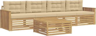 vidaXL Conjunto De Sof&aacute;s De Exterior 5 Uds. Y Beige Vidaxl