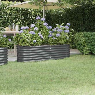 vidaXL Vidaxl - Jardinera Arriate Acero Galvanizado Antracita 152x40x36 Cm