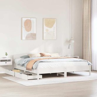 vidaXL Vidaxl - Cama Sin Colch&oacute;n Madera Maciza De Pino Blanca 180x200 Cm