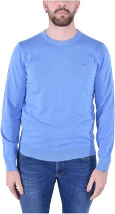 Sun 68 Truien & Vesten, Heren, Blauw, S, Katoen, Basis Trui Lange Mouwen