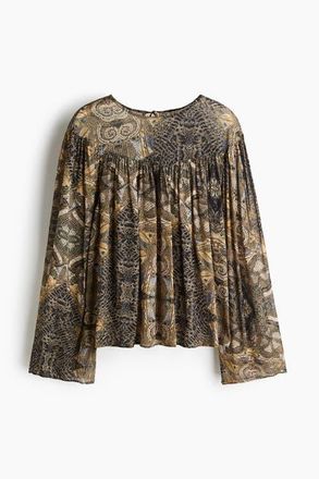 H&M Patterned Blouse in Khaki Green/patterned at Nordstrom, Size Xx-Small