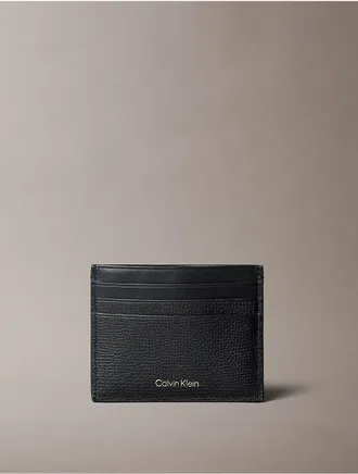 Calvin Klein Mens Leather Classic Card Case - Black