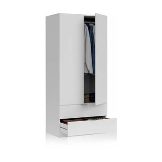 Usinestreet Armario Low Cost 2 Puertas 2 Cajones Blanco 81,5cm(armario)/75cm(caj&oacute;n) (ancho) X 180cm(armario)/13cm(caj&oacute;n) (alto)