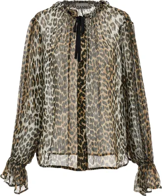 Ganni Brown Viscose Womens Blouse