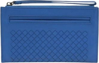 Bottega Veneta Pre-owned Intrecciato Clutch - Dames - Vintage Clutch - Blauw - ONE Size - Leer - Vintage