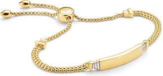 Monica Vinader Gold Baja Deco ID Diamond Bracelet Diamond