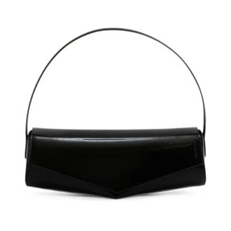 Jil Sander Kante Flap Schoudertas - Dames - Tassen - Zwart - Maat: ONE Size Leer