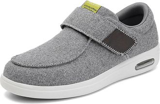 Generic Mens Womens Elderly Winter Walking Slippers Wide Fit Adjustable House Shoes Non-Slip Swollen Feet Memory Foam Shoes,Grey,10.5 UK